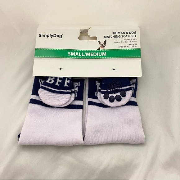 SimplyDog Matching White Navy BFF Human & Dog Socks Dog Sz Small Medium - Picture 10 of 12
